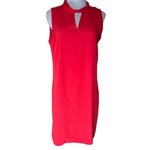 Nicole Miller NY | Chic Red Sheath Sleeveless Keyhole Knee Length Dress | Size M